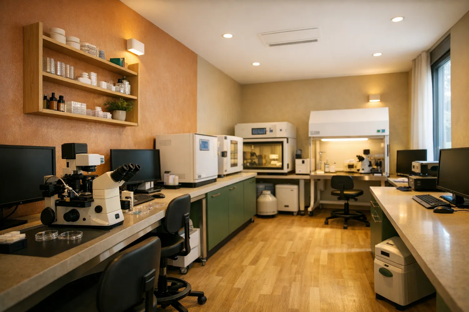 Embryologielabor mit Inkubatoren und Sterilbank